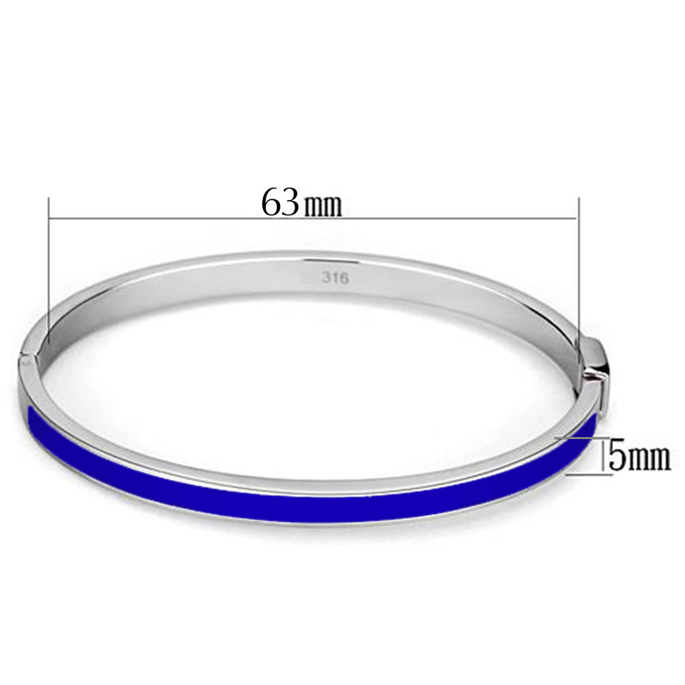 Thin Blue Line Stainless Steel Bangle with Blue Epoxy Stripe