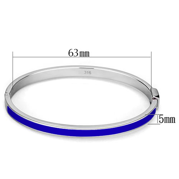 Thin Blue Line Stainless Steel Bangle with Blue Epoxy Stripe