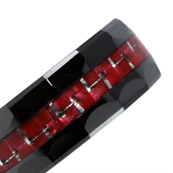 Red Fiber and Metal Inlay