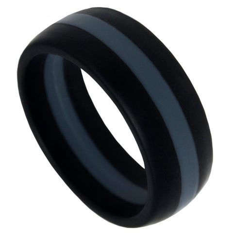 Thin Silver Line Silicone Band Ring 8mm