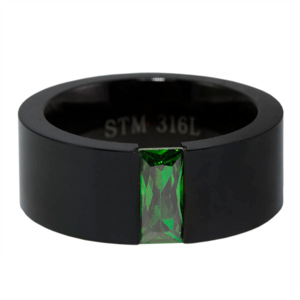 Green CZ Floating Stone Ring