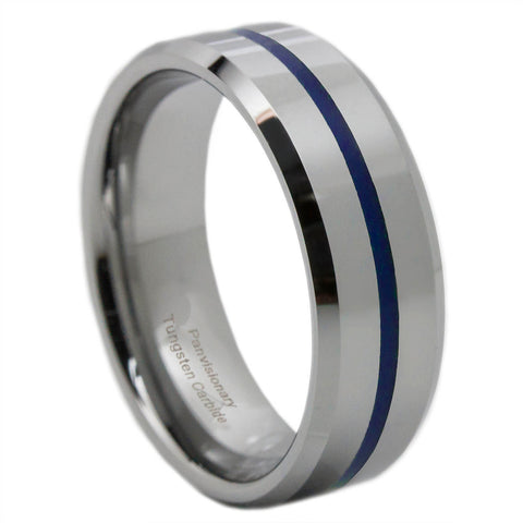 Thin Blue Line Tungsten Ring